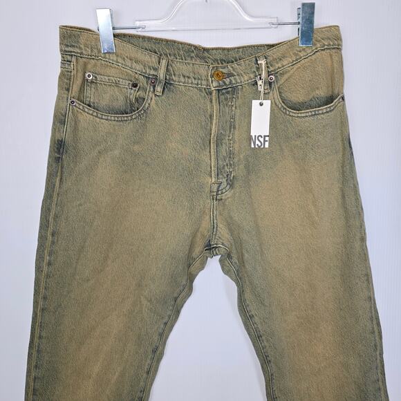 NSF Straight Leg Jeans Button Fly Distress Dirty Grunge Wash Slouchy Size 30 - Picture 3 of 8
